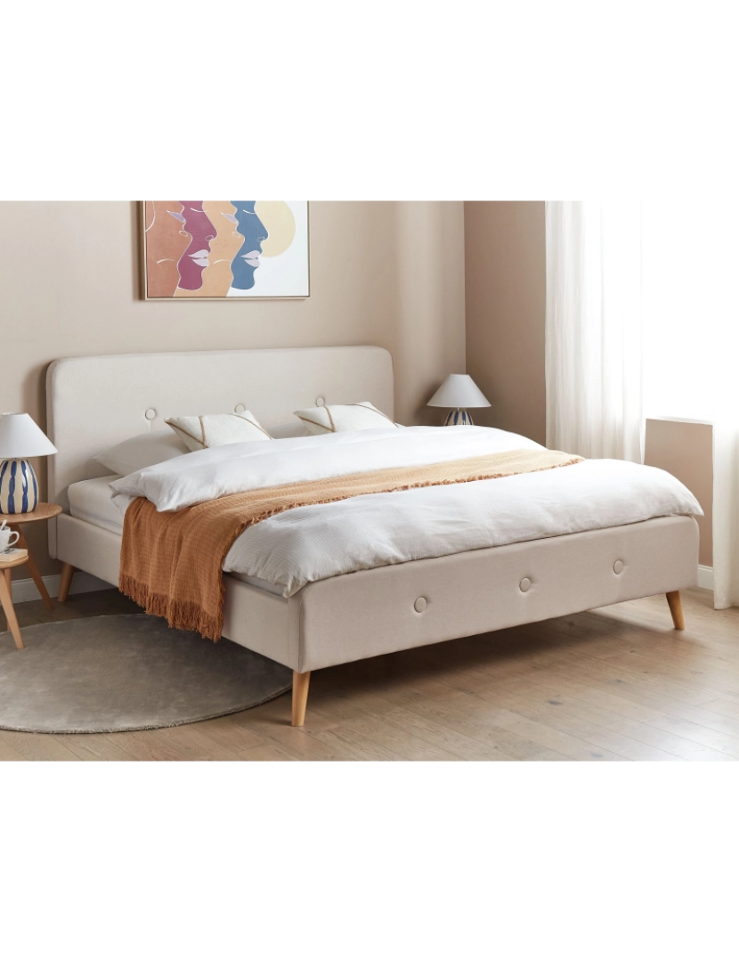 imagem de Cama de casal creme com estrado 180 x 200 cm RENNES2