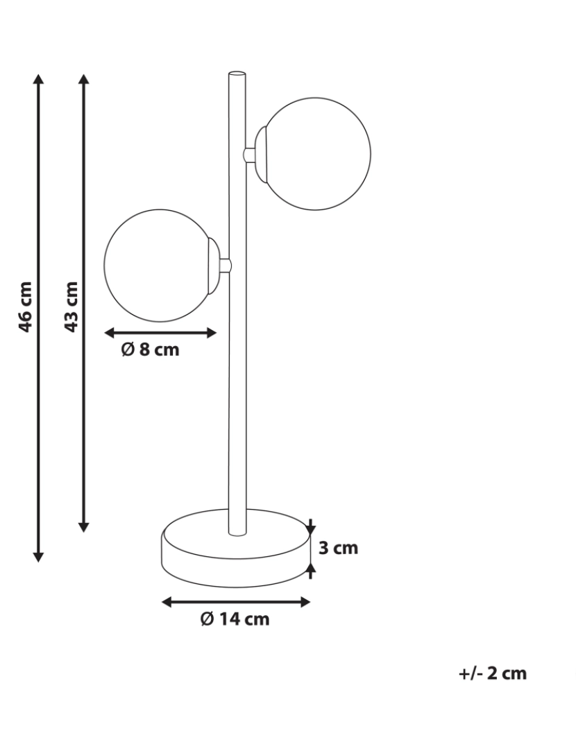 Beliani - Candeeiro de mesa para 2 lâmpadas em metal dourado 46 cm MEDINA