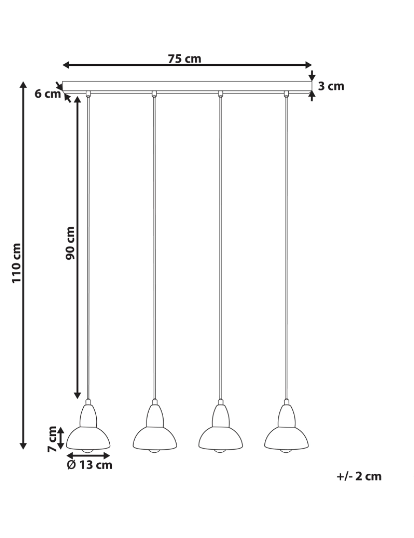 Beliani - Candeeiro suspenso para 4 lâmpadas em metal bronze CASTALY