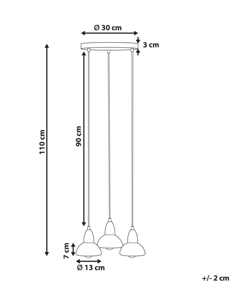 Beliani - Candeeiro suspenso para 3 lâmpadas em metal bronze CASTALY