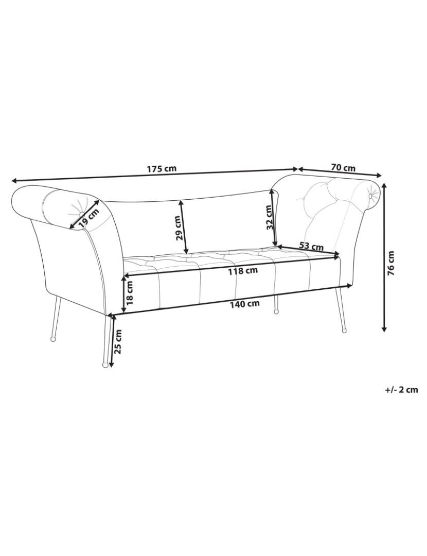 Beliani - Chaise-longue em veludo azul NANTILLY