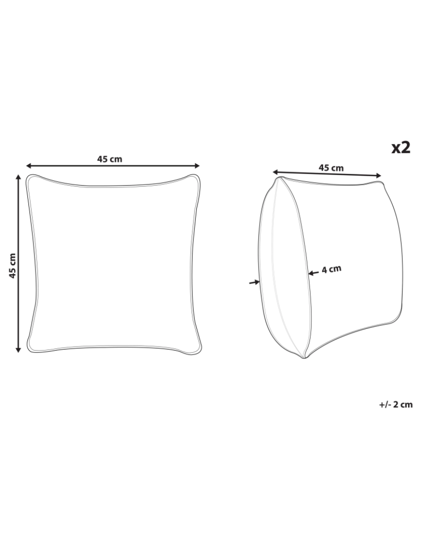 Beliani - Conjunto de 2 almofadas Algodão Branco TWEEDIA 45 x 45 cm