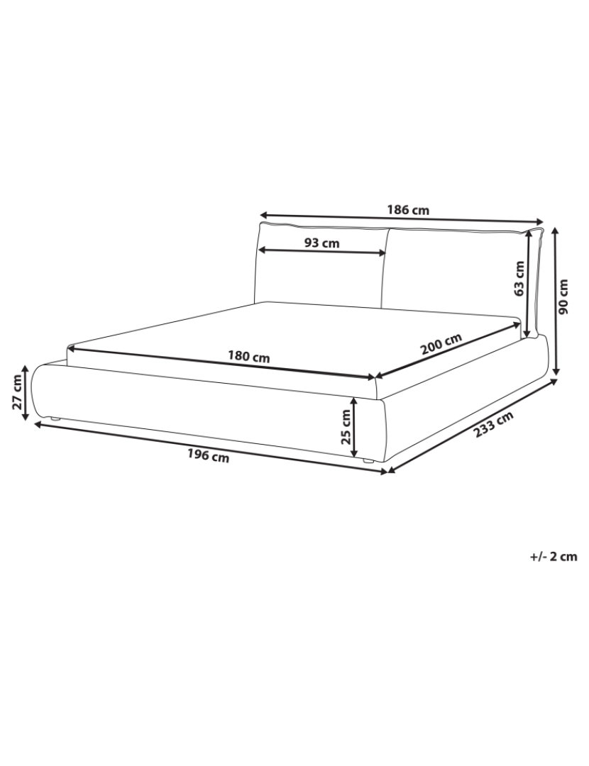 Beliani - Cama de casal em bombazine creme claro 180 x 200 cm VINAY