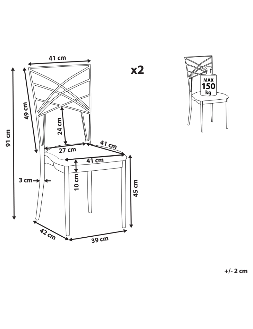 imagem de Cadeira de refeição Conjunto de 2 Prateado GIRARD1