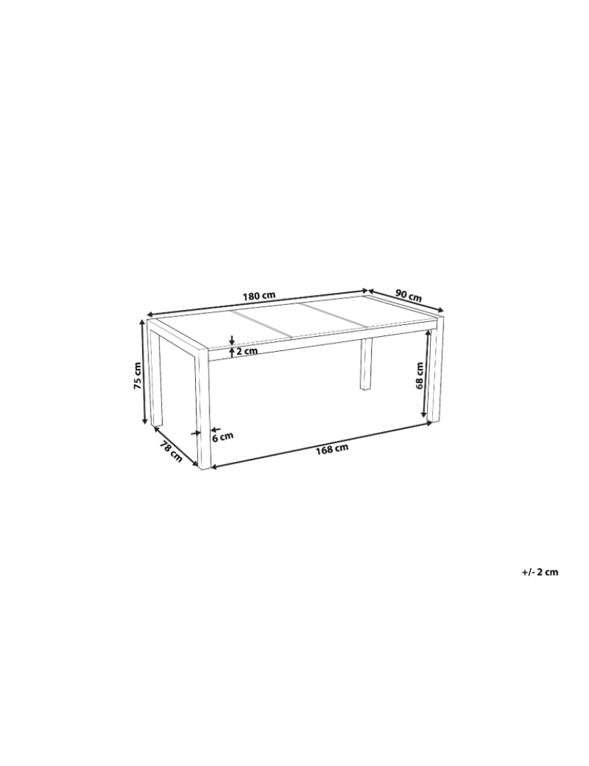 Beliani - Mesa de jardim 180 x 90 cm Vidro Cinzento COSOLETO