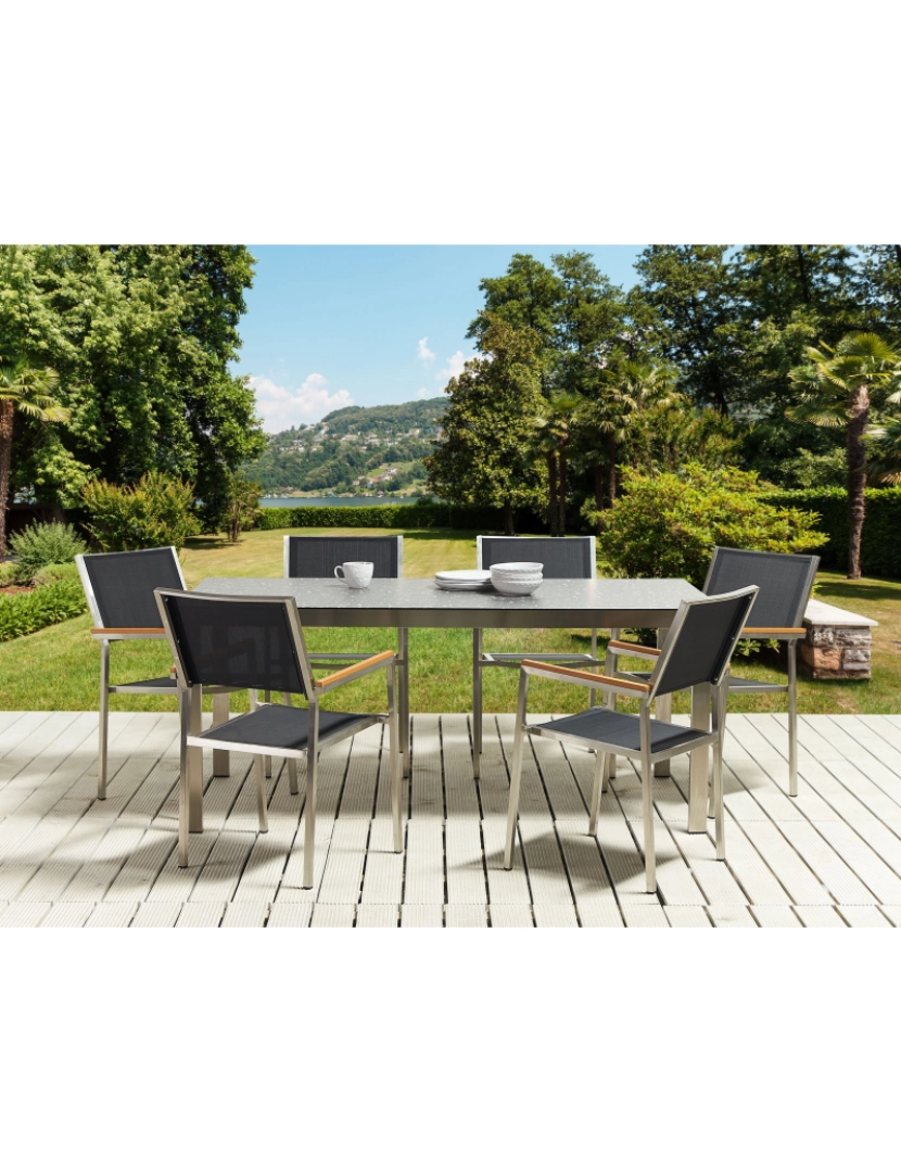 imagem de Mesa de jardim 180 x 90 cm Vidro Preto COSOLETO2