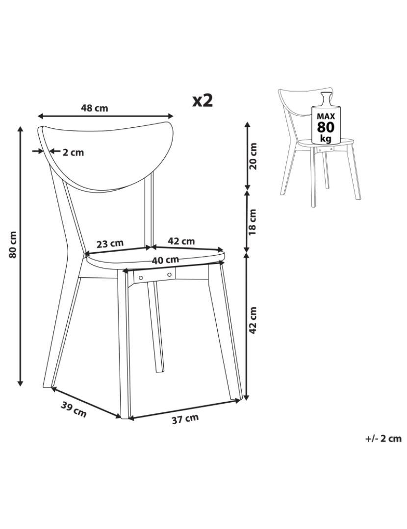 imagem de Cadeira de refeição Conjunto de 2 Branco ROXBY1