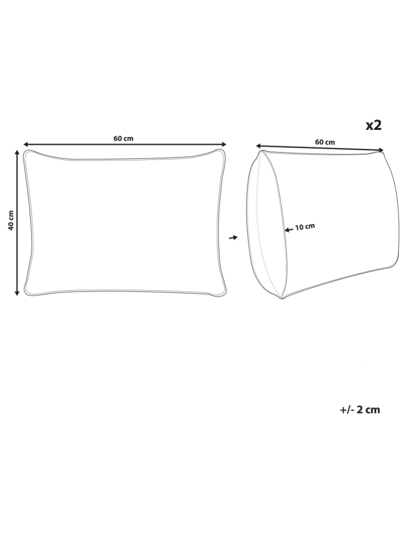 Beliani - Conjunto de 2 almofadas Creme TORRETTA 40 x 60 cm