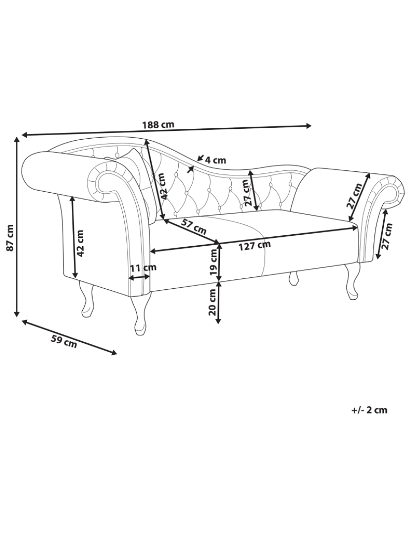 imagem de Chaise-longue em veludo creme versão à esquerda LATTES1