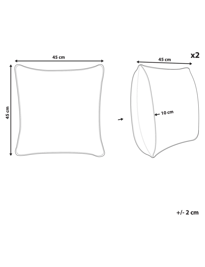 Beliani - Conjunto de 2 almofadas Creme TORRETTA 45 x 45 cm