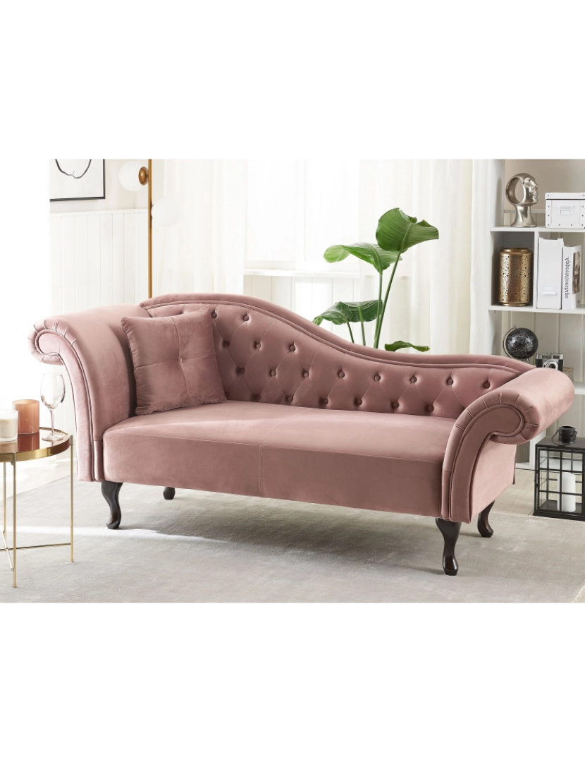 imagem de Chaise-longue em veludo rosa versão à esquerda LATTES2