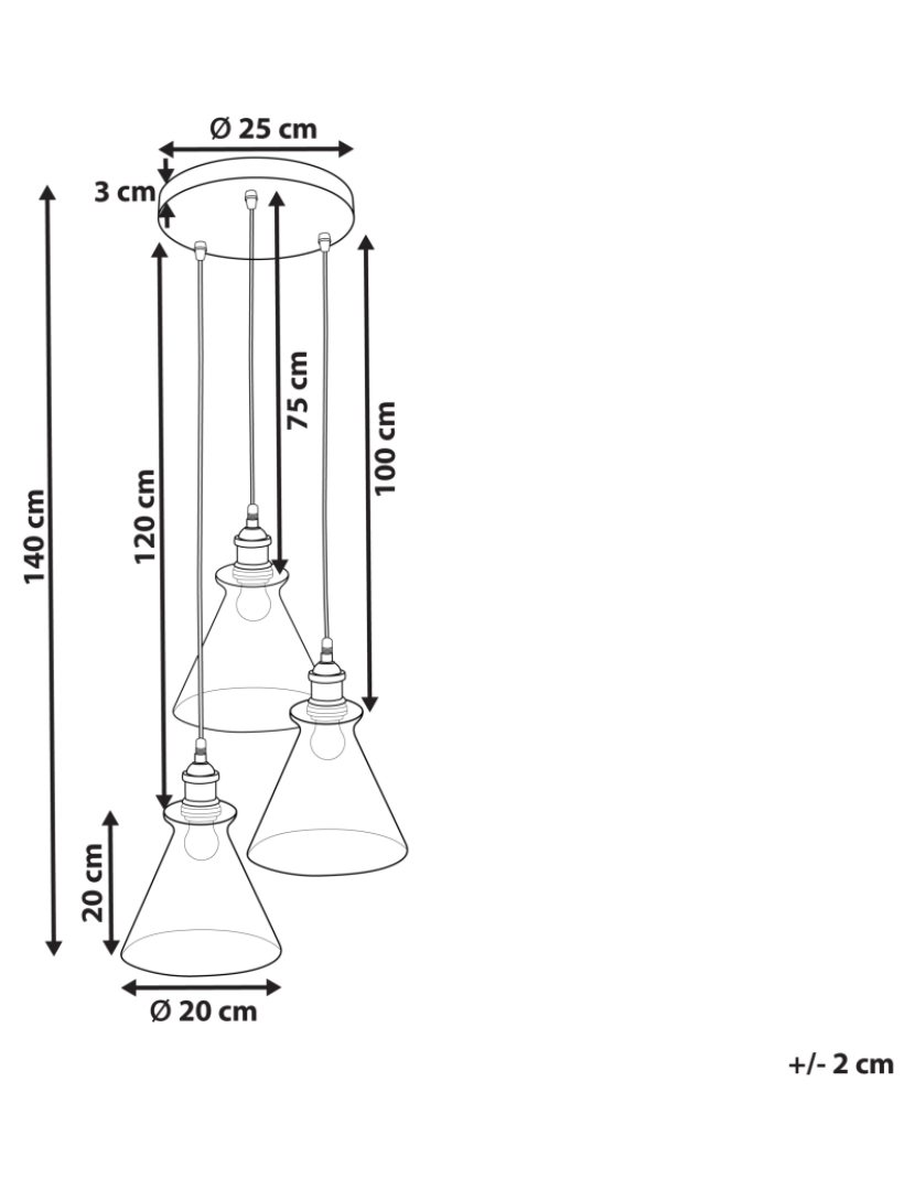 imagem de Candeeiro de teto com 3 abajures em vidro transparente BERGANTES1