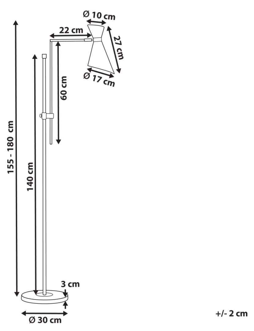 Beliani - Candeeiro de pé em metal preto 180 cm MELAWI