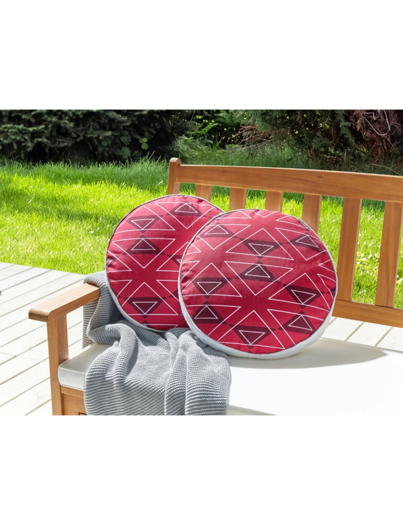 imagem de Conjunto 2 almofadas decorativas de jardim padrão geométrico rosa ⌀ 40 cm MEZZANO2