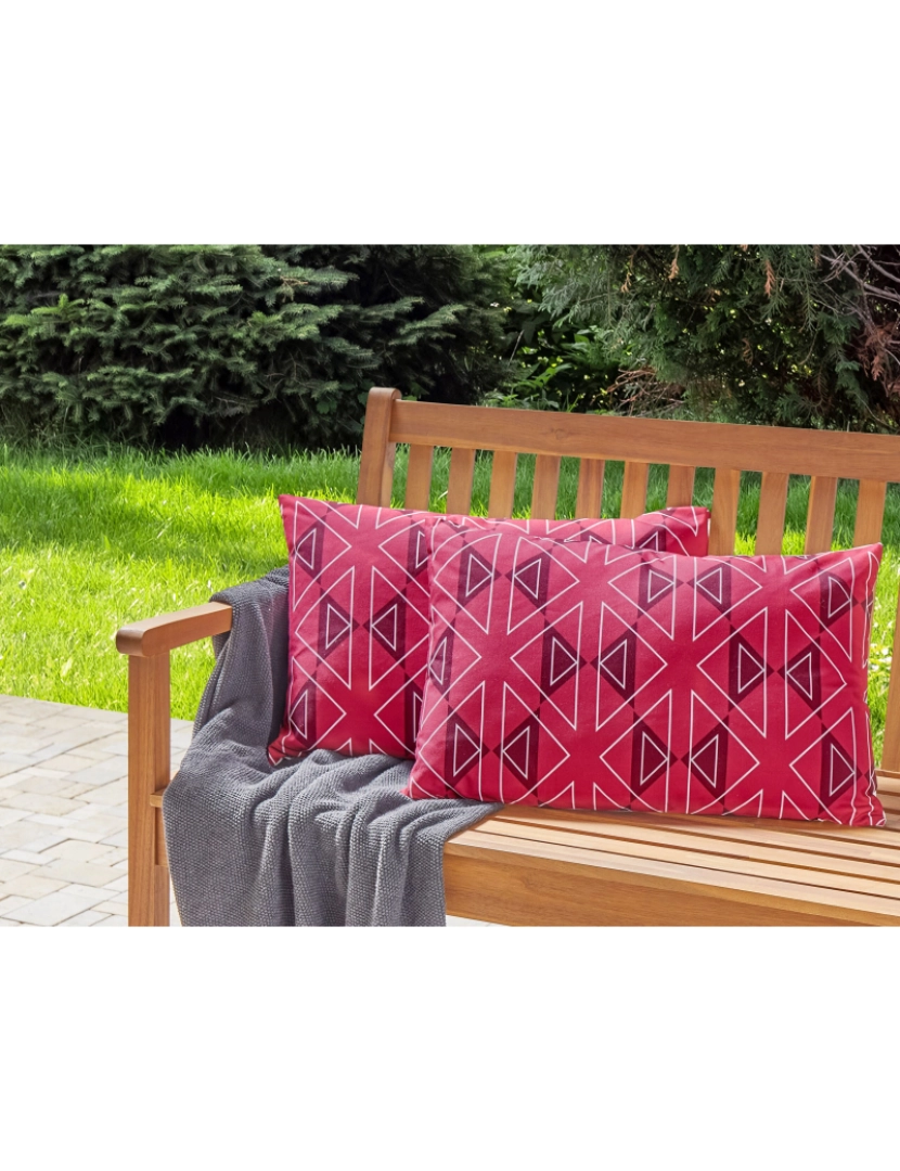 imagem de Conjunto 2 almofadas decorativas de jardim padrão geométrico rosa 40 x 60 cm MEZZANO2