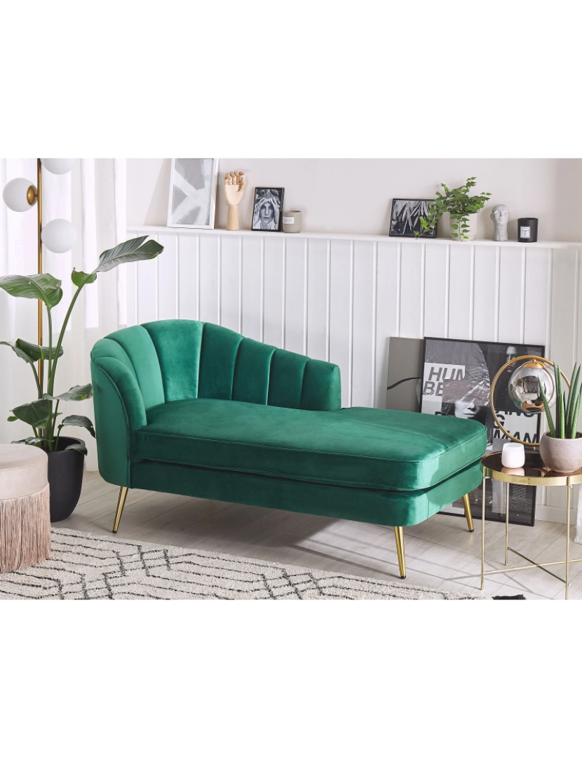 imagem de Chaise-longue em veludo verde esmeralda versão à esquerda ALLIER2