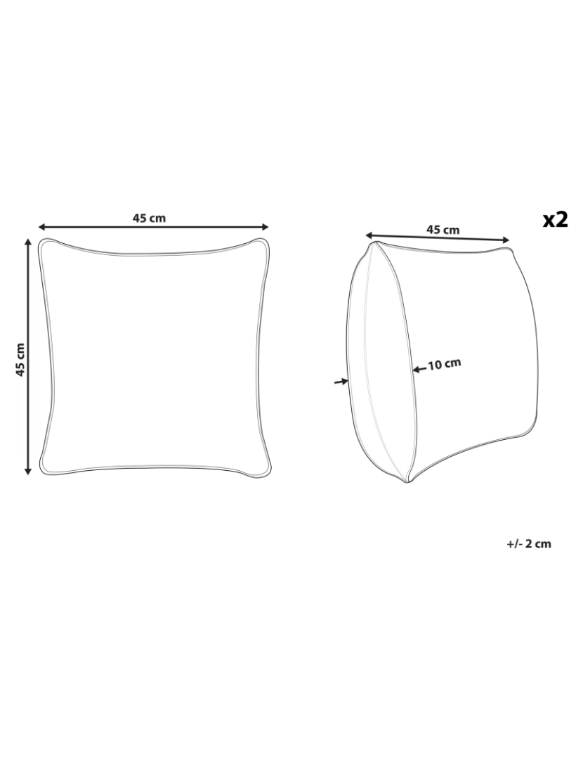 Beliani - Conjunto de 2 almofadas Bordado Algodão Castanho SILPHIUM 45 x 45 cm