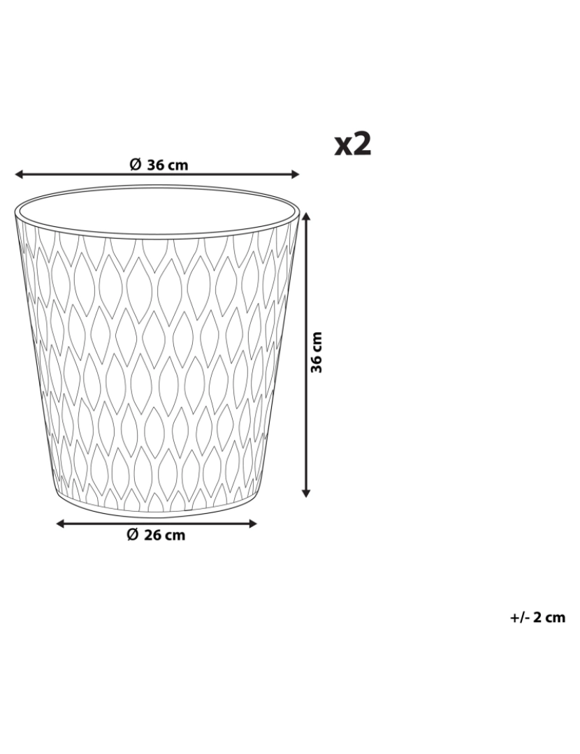 imagem de Conjunto de 2 vasos para plantas em fibra de argila cinzenta escura 36 x 36 x 36 cm LAVRIO1