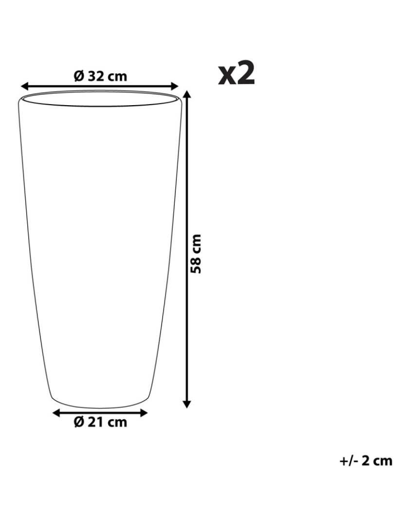 Beliani - Conjunto de 2 vasos brancos ⌀ 32 cm TSERIA