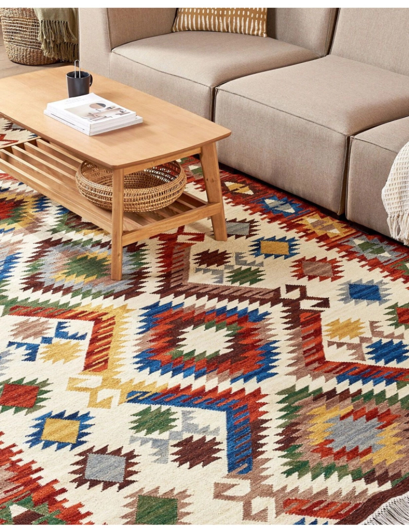 imagem de Tapete Kilim em lã multicolor 200 x 300 cm AREVIK2