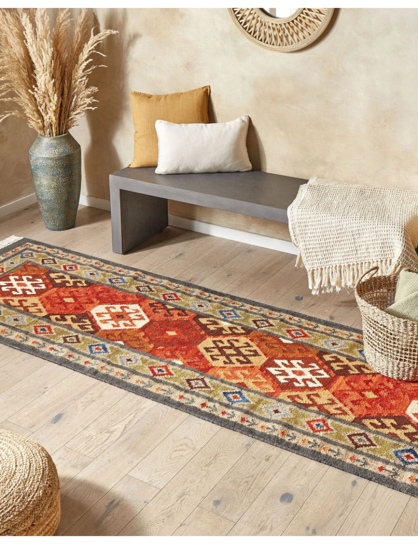 imagem de Tapete Kilim em lã multicolor 80 x 300 cm URTSADZOR2