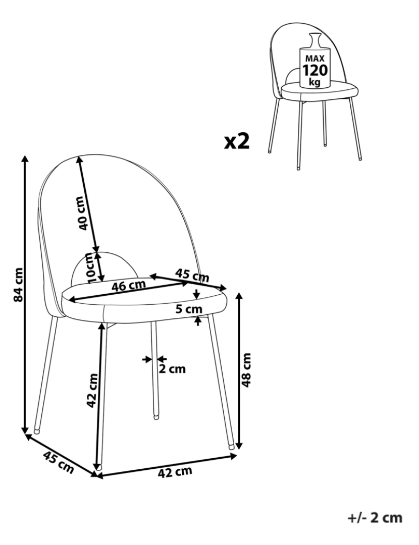 imagem de Cadeira de refeição Conjunto de 2 Veludo Cinzento MAGALIA1