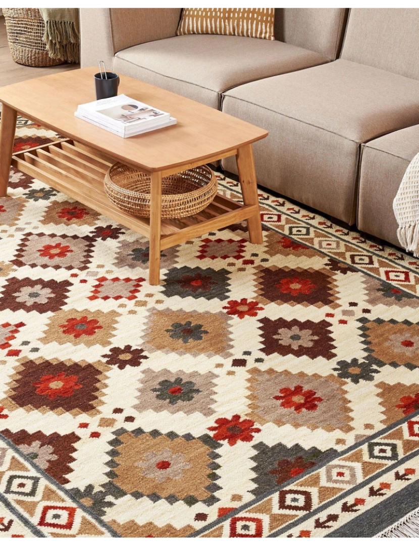 imagem de Tapete Kilim em lã multicolor 200 x 300 cm GHUKASAVAN2