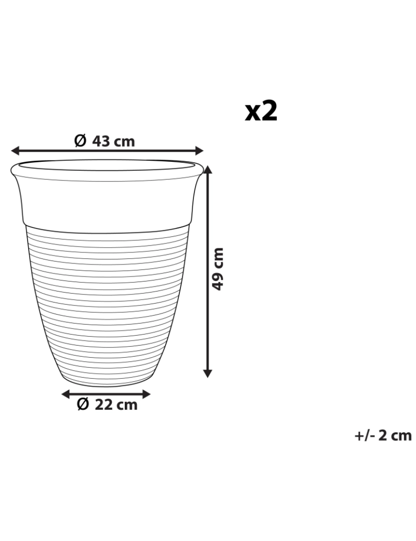 Beliani - Conjunto de 2 vasos para plantas em pedra cinzenta 43 x 43 x 49 cm KATALIMA