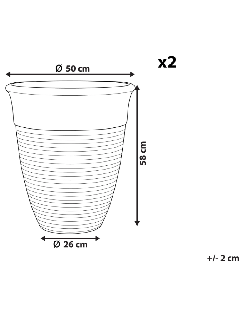 imagem de Conjunto de 2 vasos para plantas em pedra cinzenta 50 x 50 x 58 cm KATALIMA1