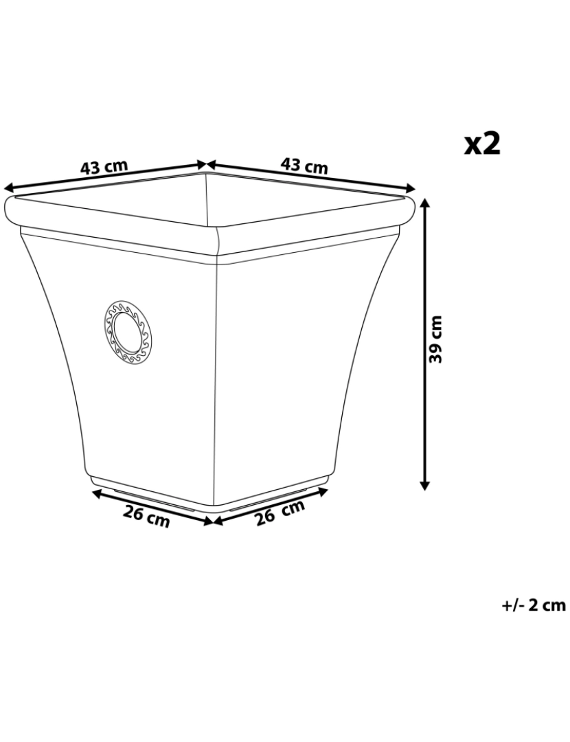 Beliani - Conjunto de 2 vasos para plantas em pedra branca 43 x 43 x 39 cm ELATEIA