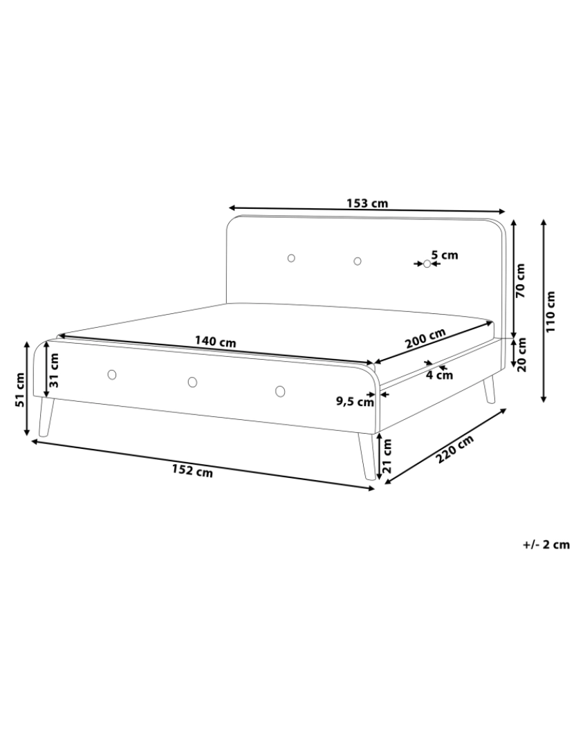 Beliani - Cama de casal em tecido cinzento escuro 140 x 200 cm RENNES