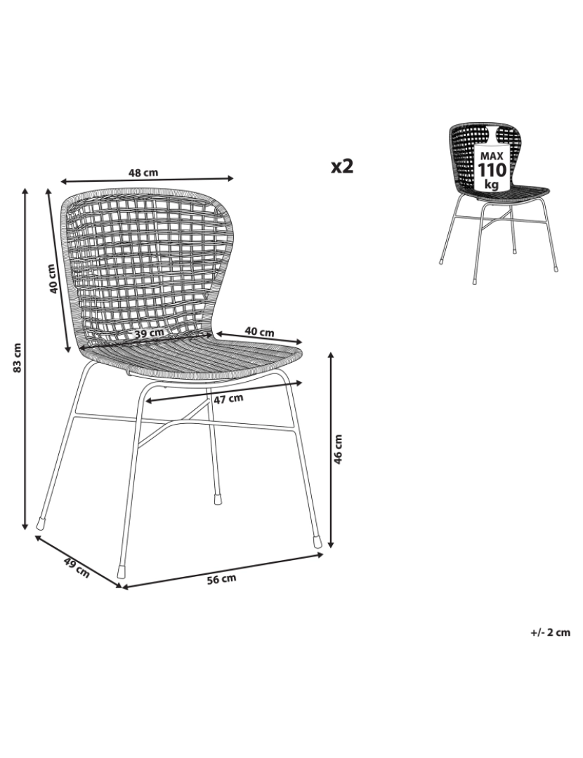 imagem de Cadeira de jantar Conjunto de 2 Rattan Natural ELFROS2