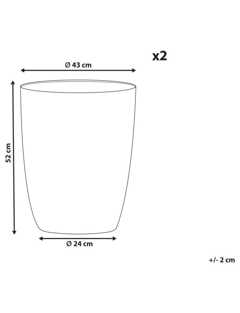 Beliani - Conjunto de 2 vasos em pedra branca creme 43 x 43 x 52 cm CROTON