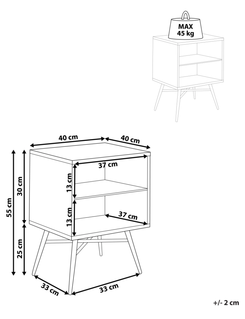 Beliani - Mesa de cabeceira Castanho claro LUBOCK