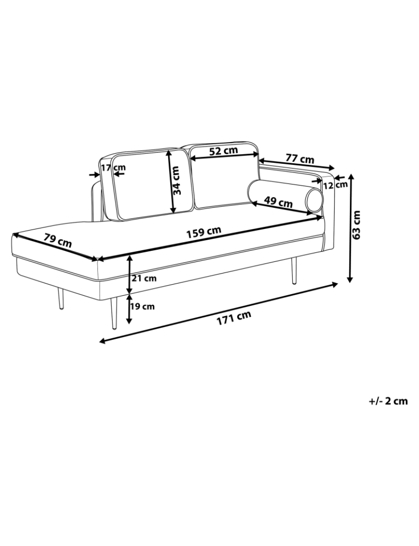 Beliani - Chaise-longue à direita em veludo preto MIRAMAS