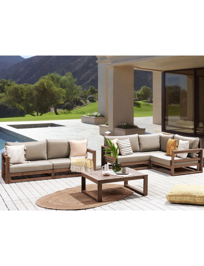 imagem de Conjunto lounge Madeira de acácia com certificado FSC® Castanho escuro TIMOR2