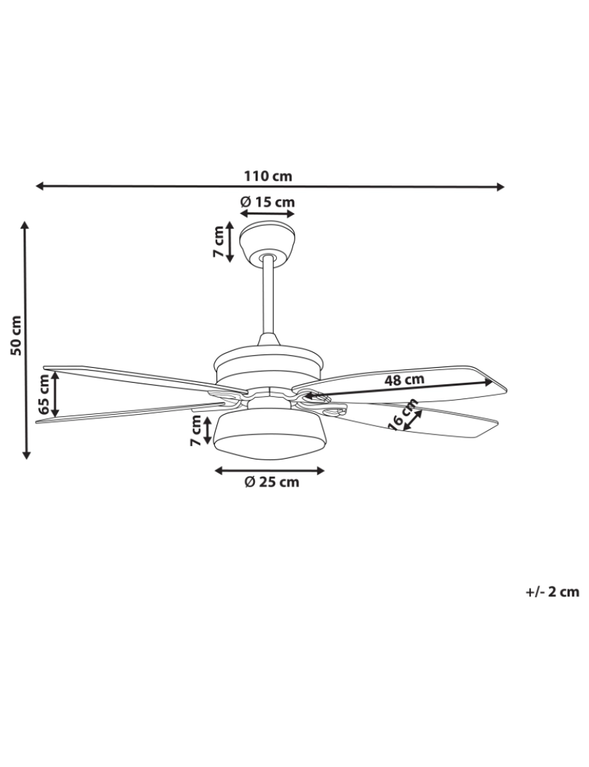 Beliani - Ventoinha de teto castanha e branca com iluminação LOGAN