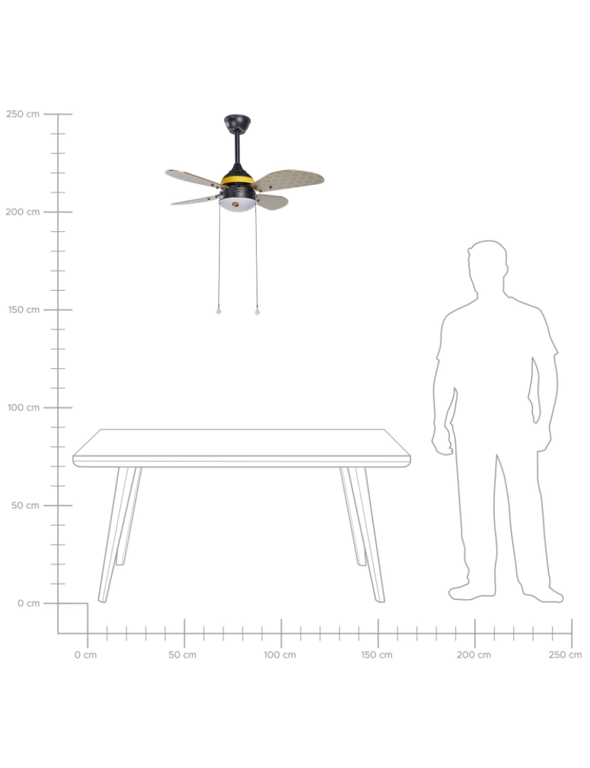 imagem de Ventoinha de teto preta e amarela com iluminação DOLORES8