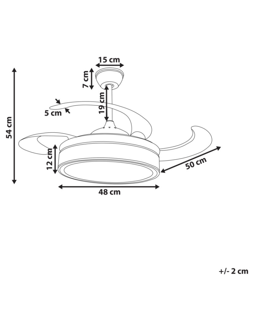 Beliani - Ventoinha de teto branca com pás retráteis e iluminação FREMONT