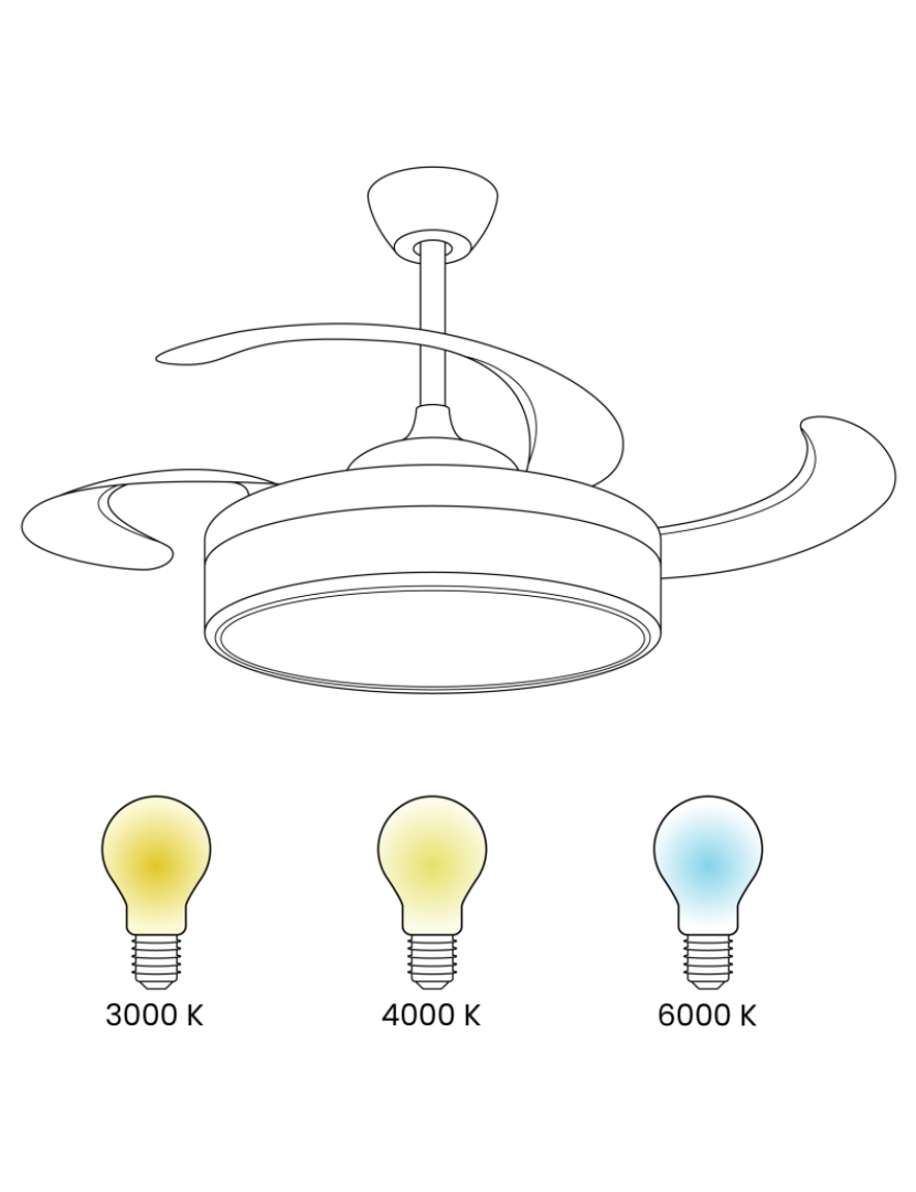 imagem de Ventoinha de teto branca com pás retráteis e iluminação FREMONT3