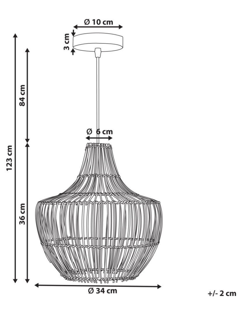 Beliani - Candeeiro de teto em rattan cor natural MAZOWE