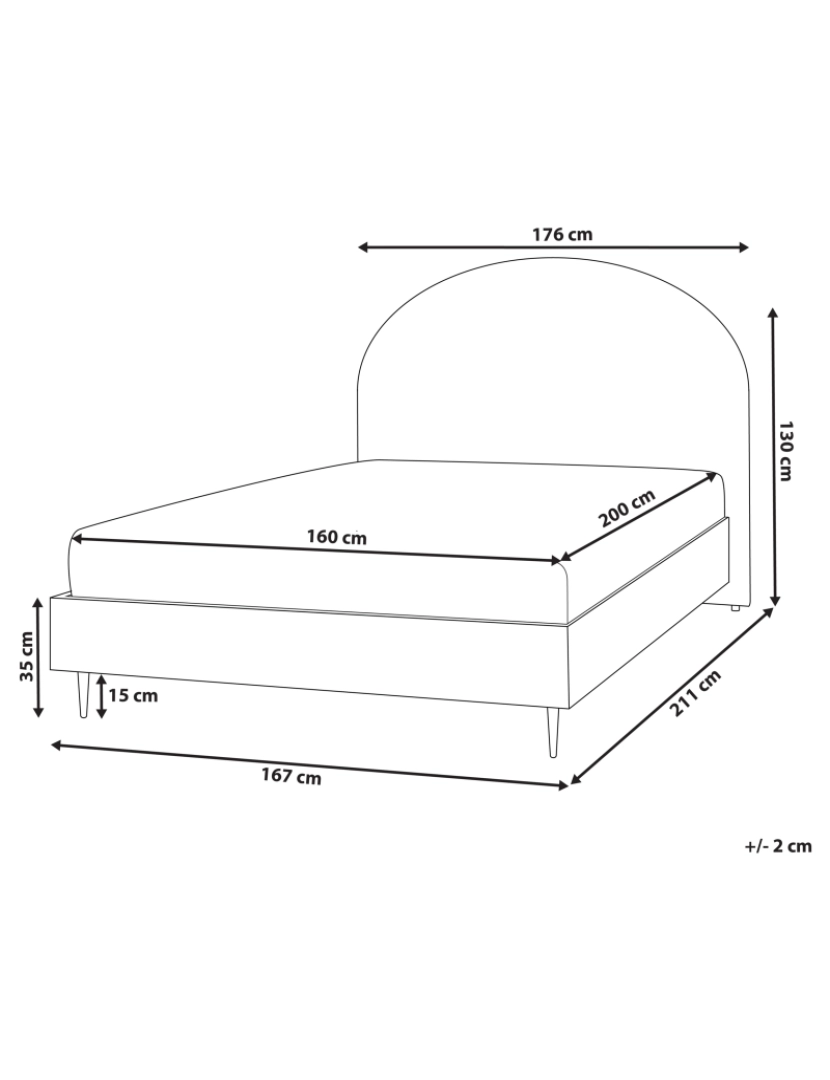 imagem de Cama de casal em tecido branco-creme 160 x 200 cm MILLAY1