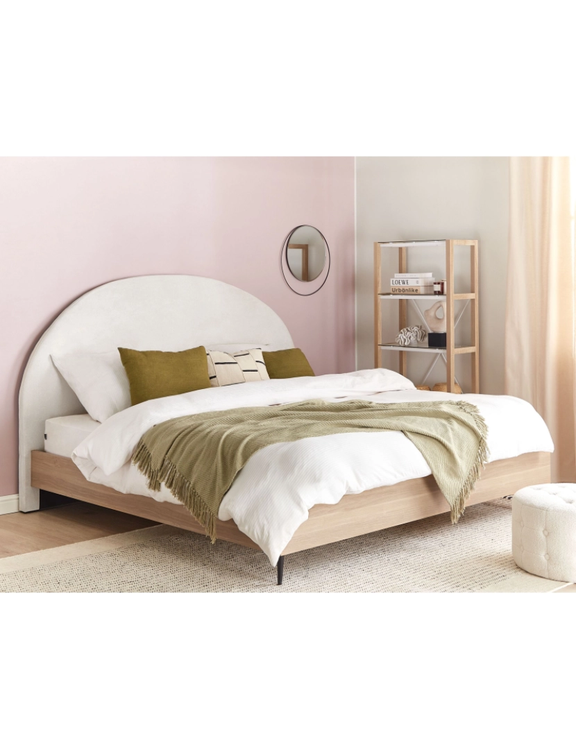 imagem de Cama de casal em tecido branco-creme 180 x 200 cm MILLAY2