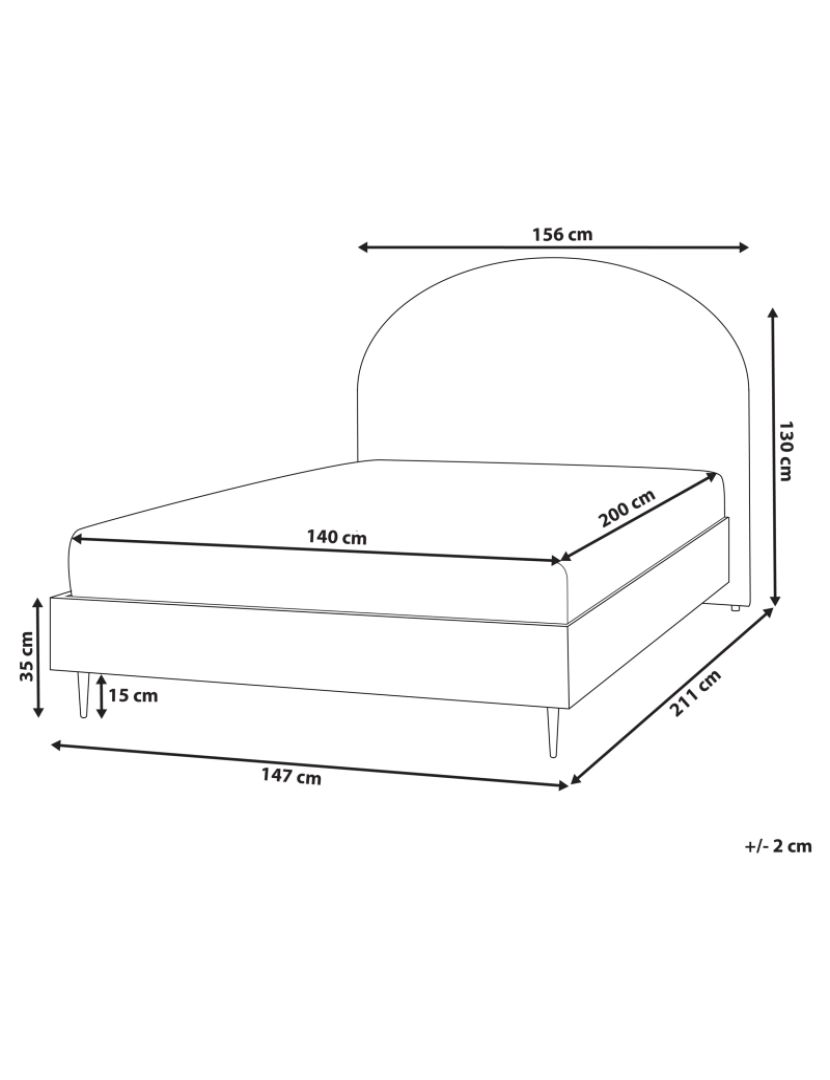 Beliani - Cama de casal em tecido branco-creme 140 x 200 cm MILLAY