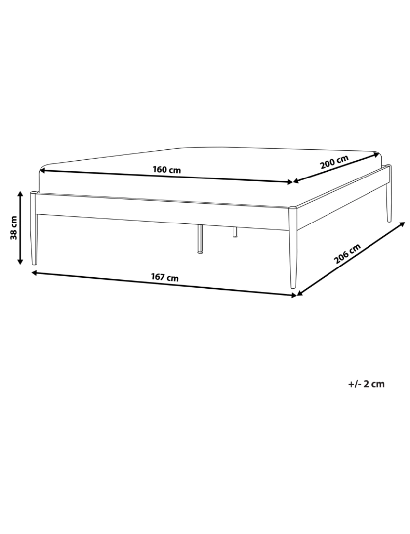 Beliani - Sommier de casal em metal branco 160 x 200 cm VAURS