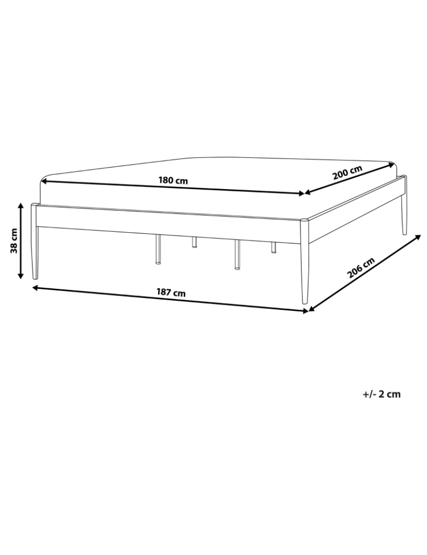 Beliani - Sommier de casal em metal preto 180 x 200 cm VAURS