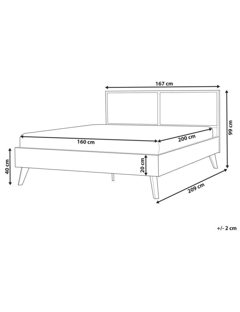 Beliani - Cama de casal castanho claro 160 x 200 cm MONPAZIER