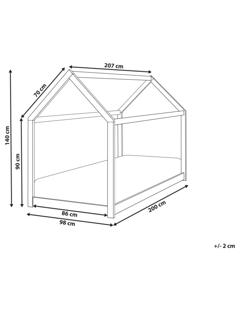 imagem de Cama casinha para crianças em madeira branca 90 x 200 cm TOSSE1