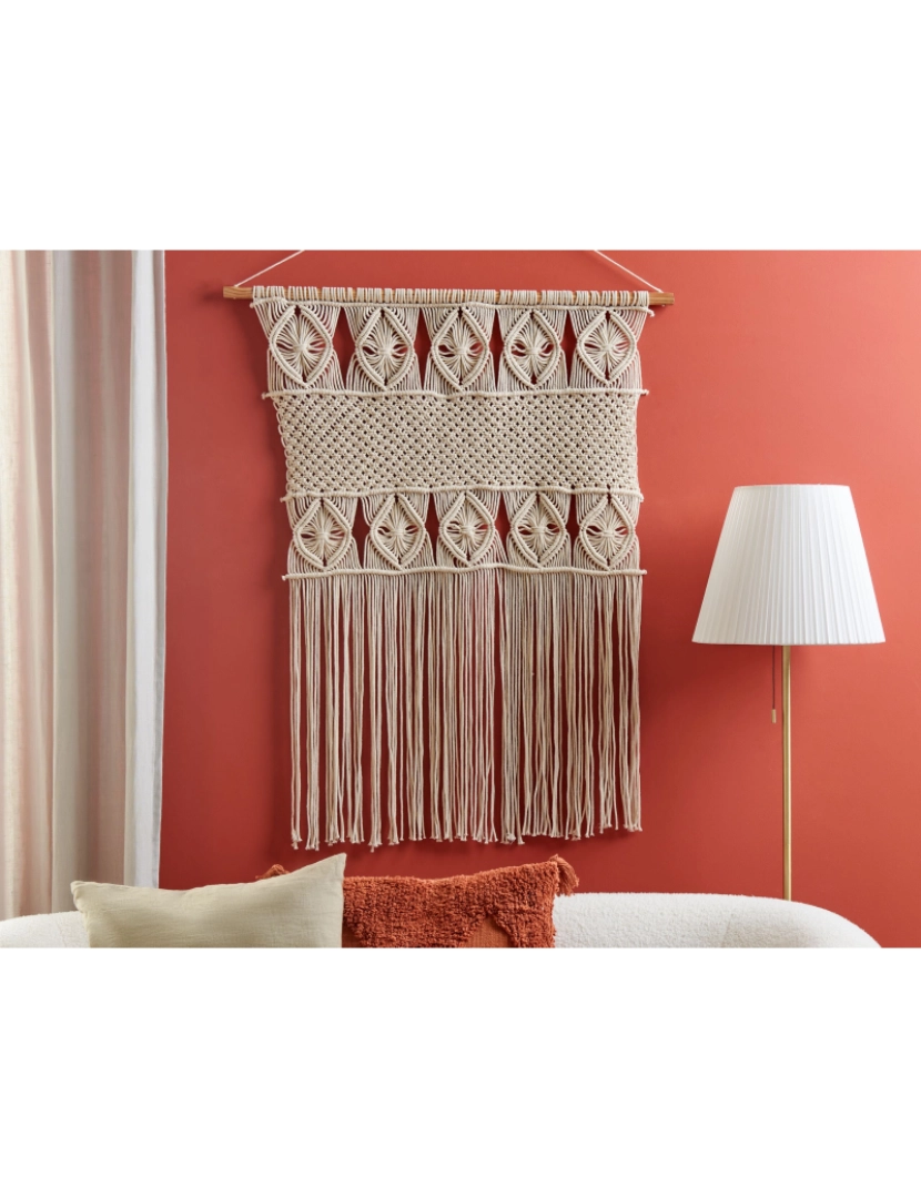 imagem de Decoração de parede em algodão de estilo macramé creme 99 x 84 cm LAHRI2