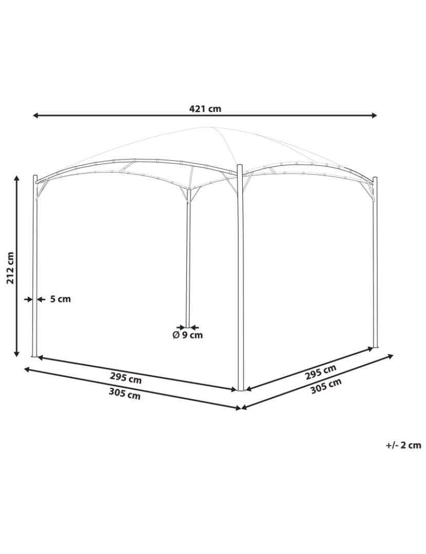 Beliani - Pérgola de jardim 305 x 305 cm Cinzento VOMERO